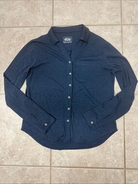 Stio Divide Shirt Button Down Chest Pocket Blue Large